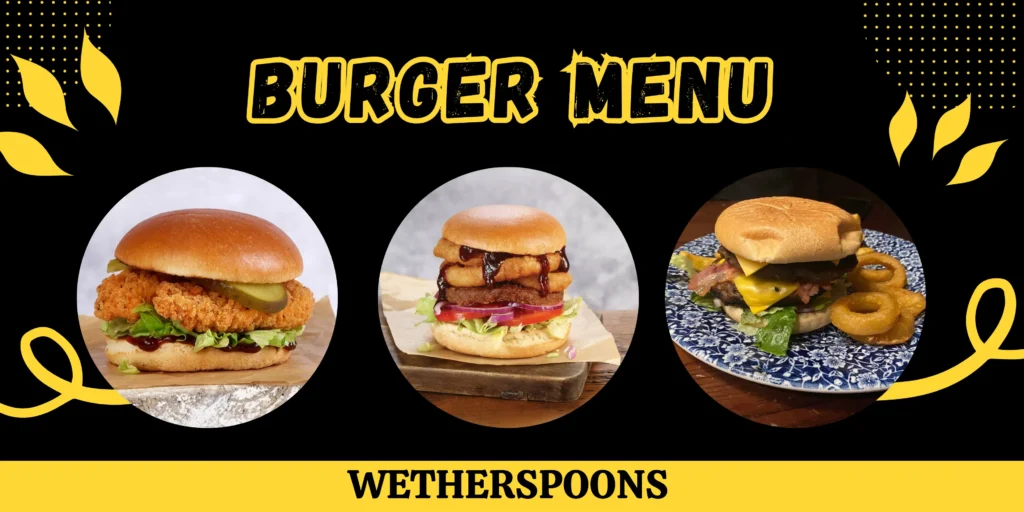 wetherspoons  burgers menu